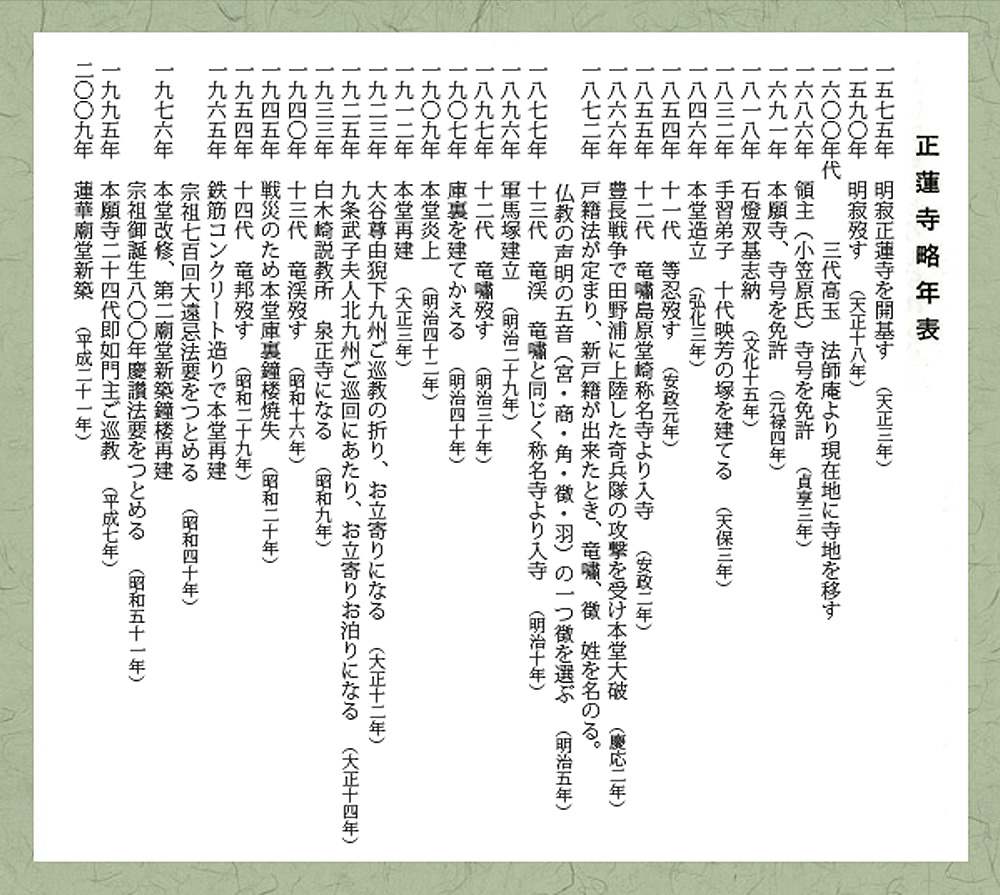 正蓮寺略年表
